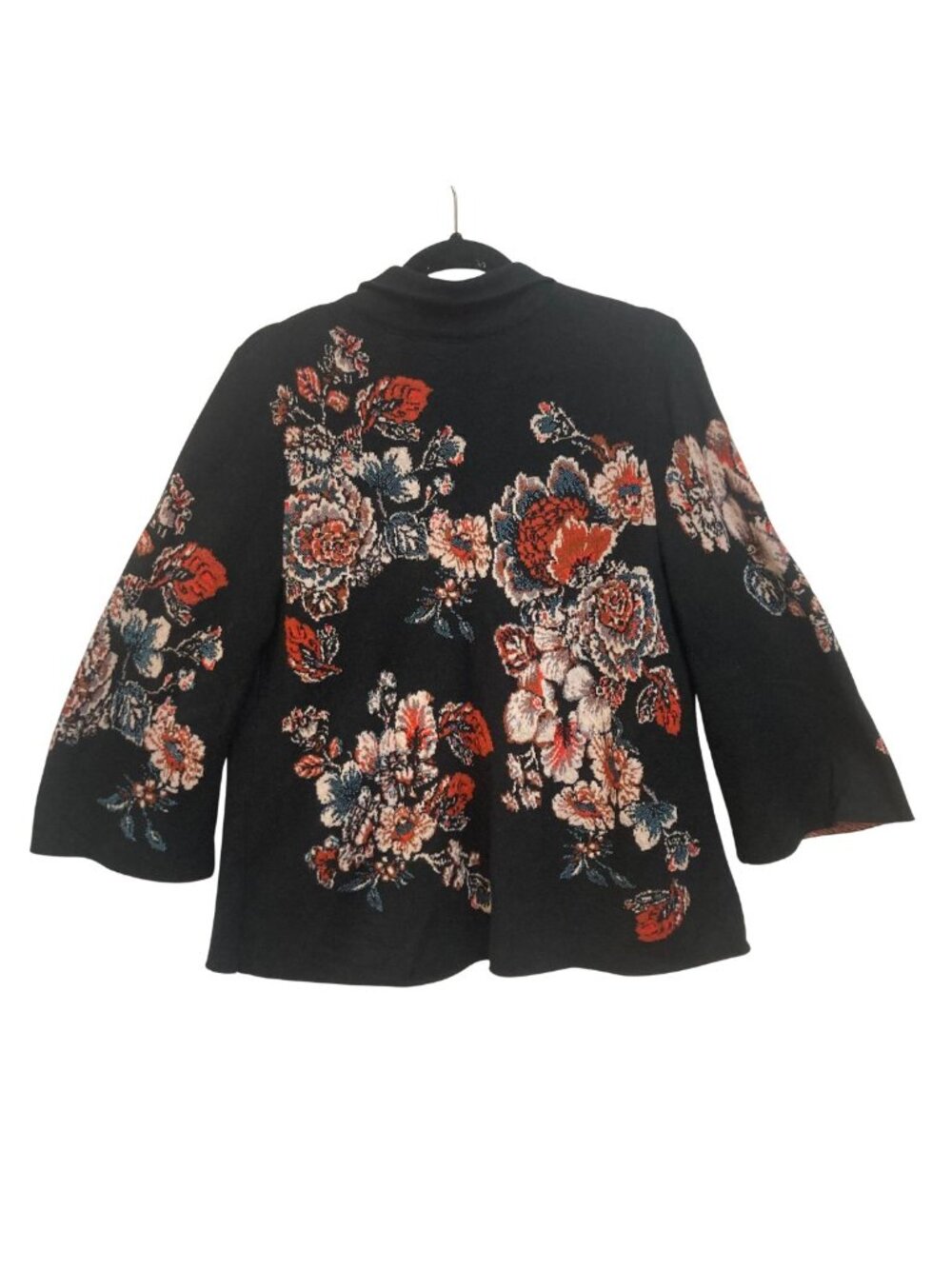 Moulinette Soeurs By Anthrpologie Black Floral Long Sleeved Jacket Size M